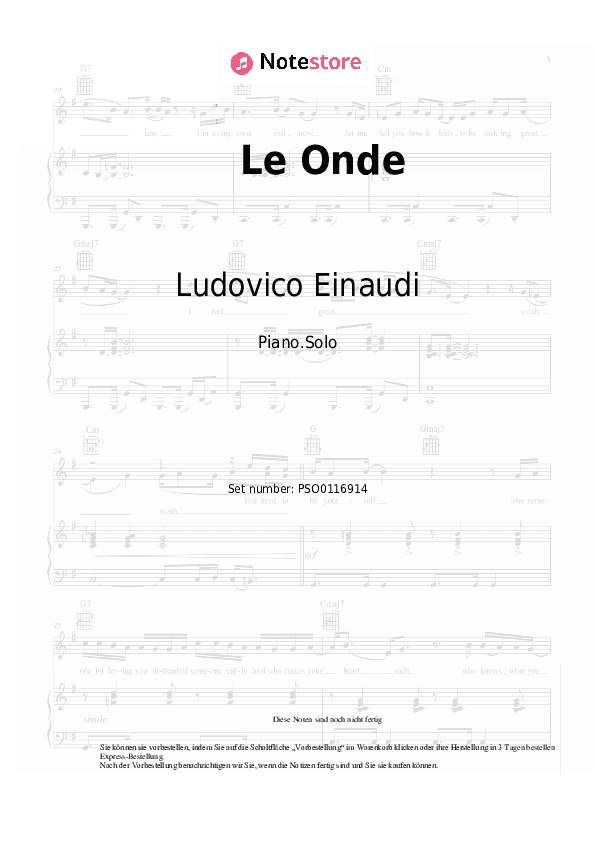 Noten Ludovico Einaudi - Le Onde - Klavier.Solo