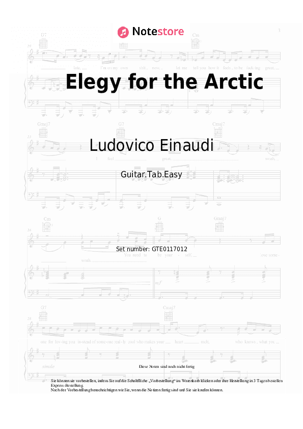 Einfache Tabs Ludovico Einaudi - Elegy for the Arctic - Gitarre.Tabs.Easy