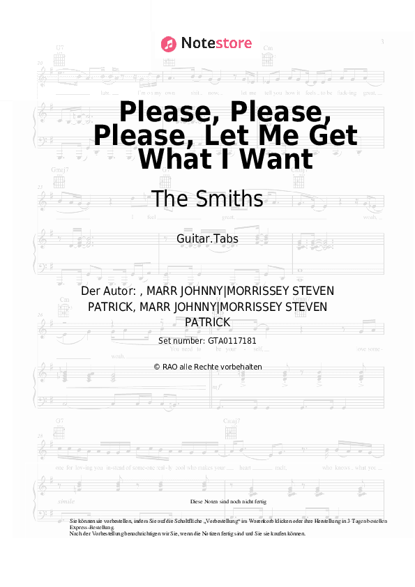 Tabs The Smiths - Please, Please, Please, Let Me Get What I Want - Gitarre.Tabs
