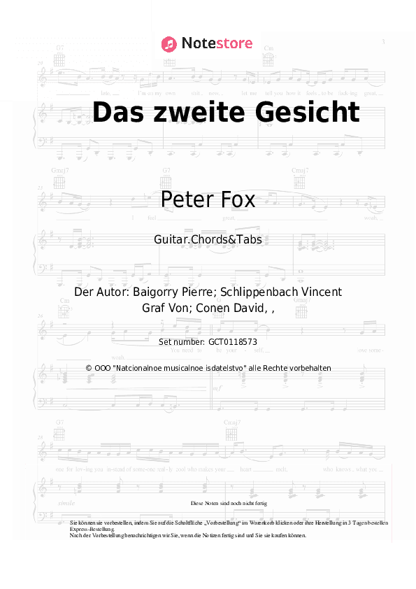 Akkorde Peter Fox - Das zweite Gesicht - Gitarren.Akkorde&Tabas