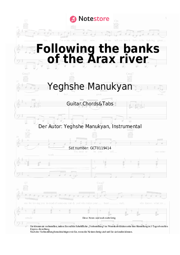 Akkorde Yeghshe Manukyan - Following the banks of the Arax river - Gitarren.Akkorde&Tabas