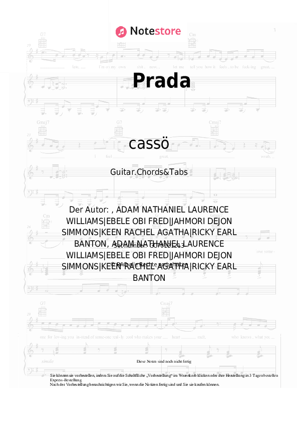 Akkorde cassö, RAYE, D-Block Europe - Prada - Gitarren.Akkorde&Tabas