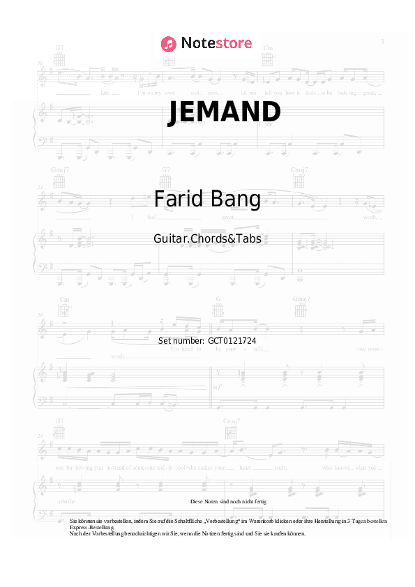 Akkorde Farid Bang - JEMAND - Gitarren.Akkorde&Tabas