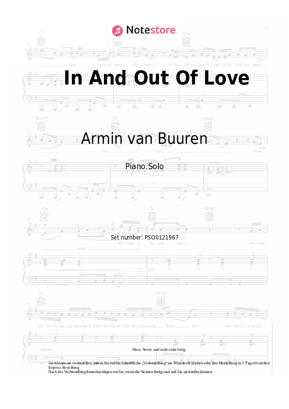 Noten Armin van Buuren, Sharon den Adel - In And Out Of Love - Klavier.Solo
