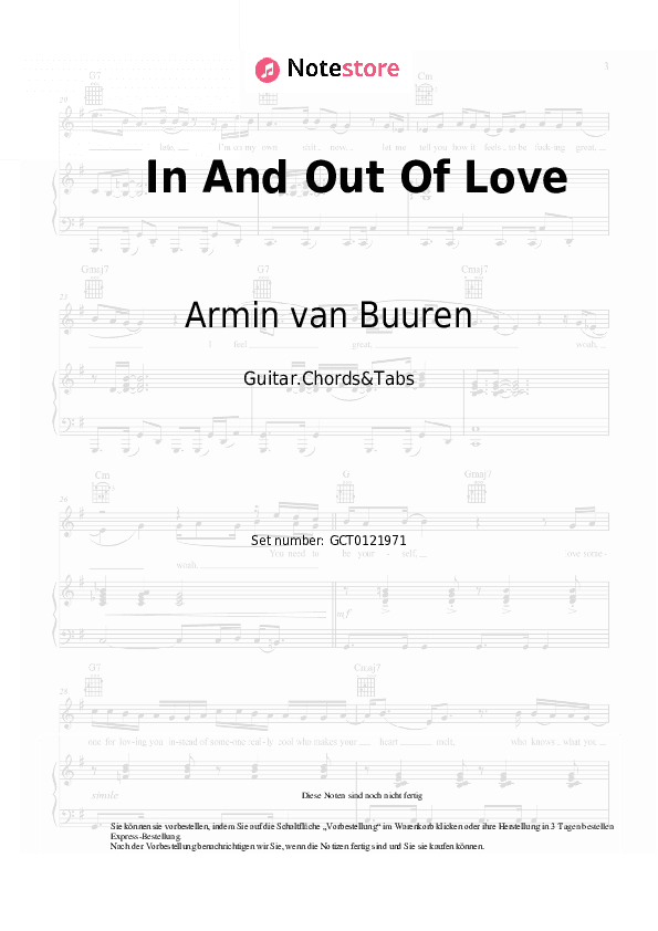 Akkorde Armin van Buuren, Sharon den Adel - In And Out Of Love - Gitarren.Akkorde&Tabas