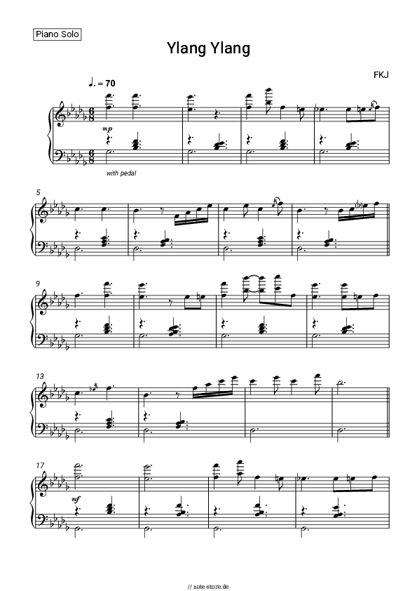 Noten FKJ - Ylang Ylang - Klavier.Solo