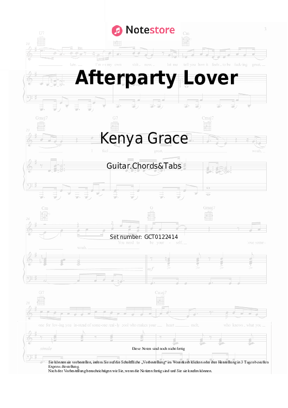 Akkorde Kenya Grace - Afterparty Lover - Gitarren.Akkorde&Tabas