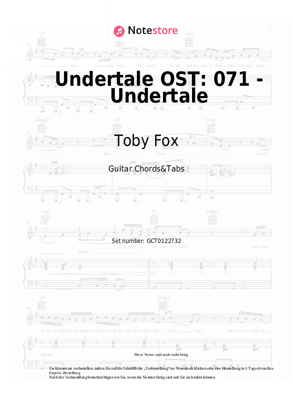 Akkorde Toby Fox - Undertale OST: 071 - Undertale - Gitarren.Akkorde&Tabas