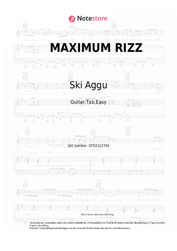 Einfache Tabs Ski Aggu - MAXIMUM RIZZ - Gitarre.Tabs.Easy