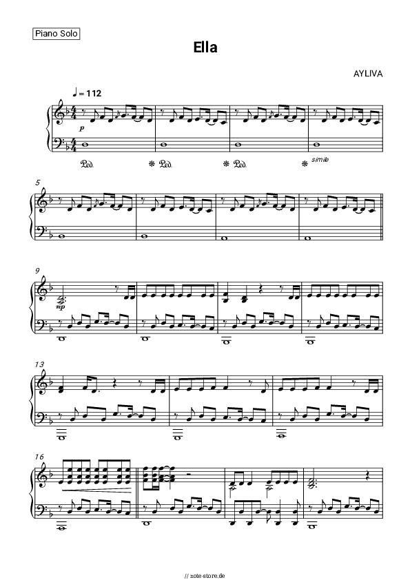 Noten AYLIVA - Ella - Klavier.Solo