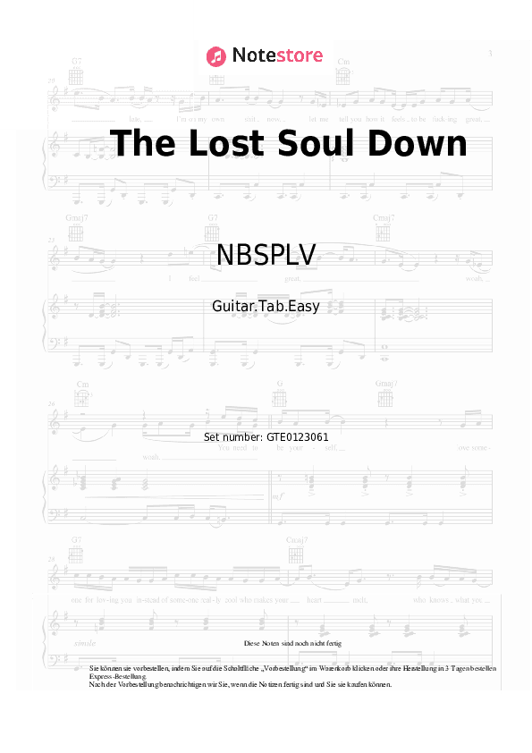 Einfache Tabs NBSPLV - The Lost Soul Down - Gitarre.Tabs.Easy