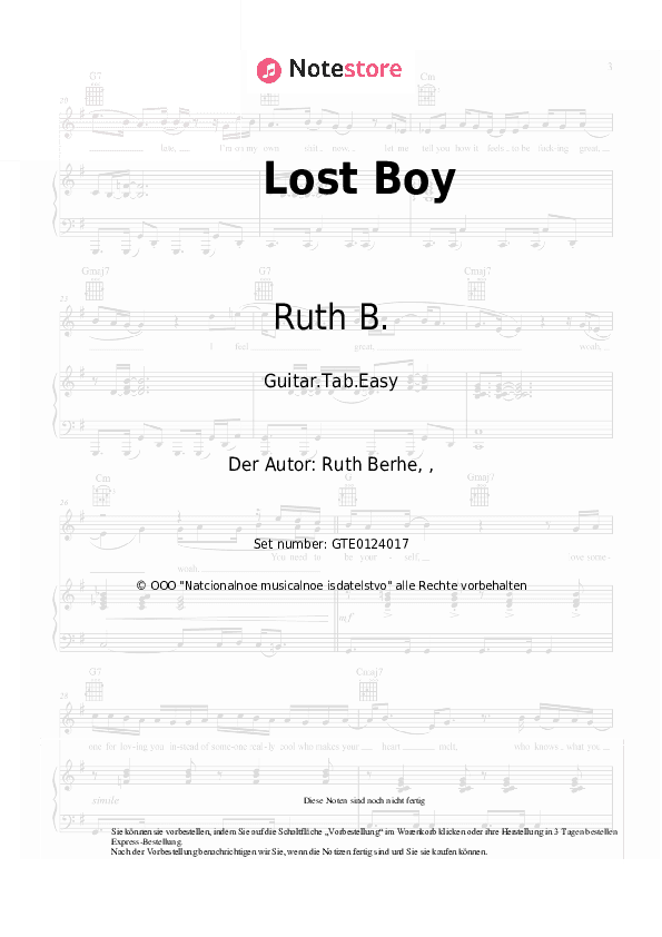 Einfache Tabs Ruth B. - Lost Boy - Gitarre.Tabs.Easy