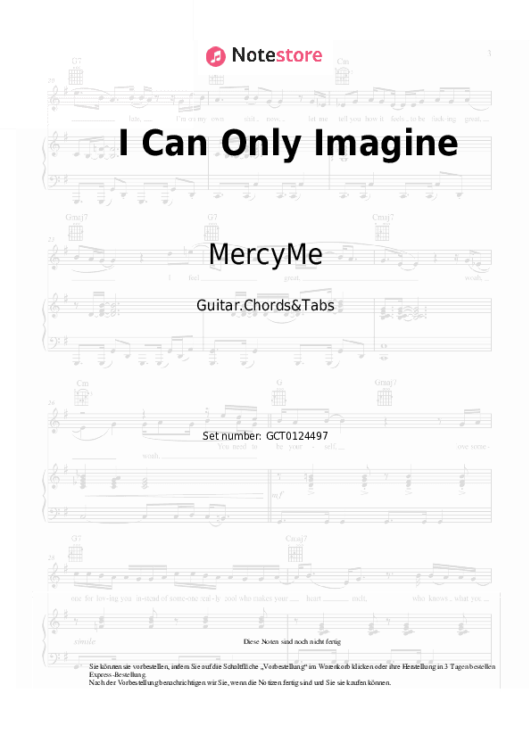 Akkorde MercyMe - I Can Only Imagine - Gitarren.Akkorde&Tabas