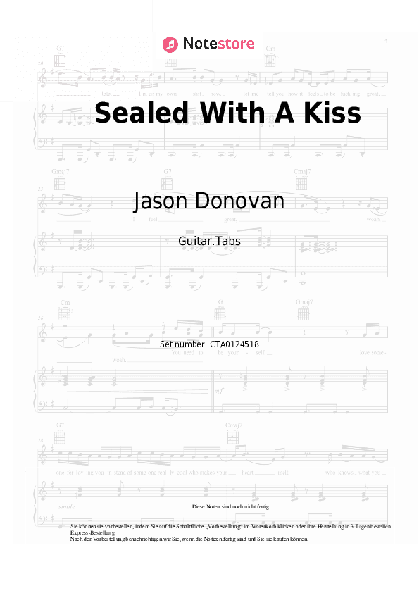 Tabs Jason Donovan - Sealed With A Kiss - Gitarre.Tabs