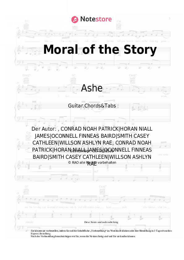 Akkorde Ashe - Moral of the Story - Gitarren.Akkorde&Tabas