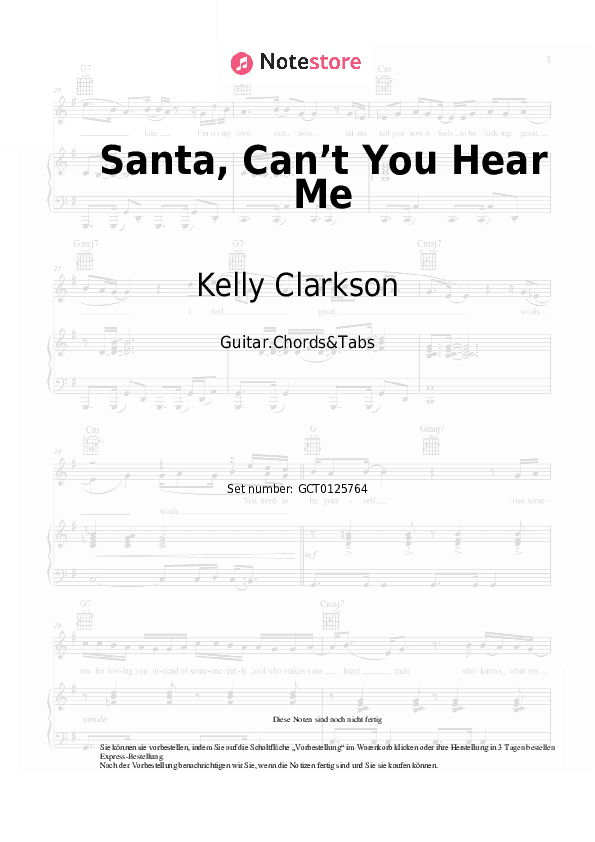 Akkorde Kelly Clarkson, Ariana Grande - Santa, Can’t You Hear Me - Gitarren.Akkorde&Tabas