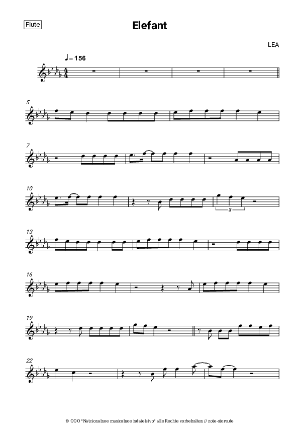 Noten LEA - Elefant - Flöte