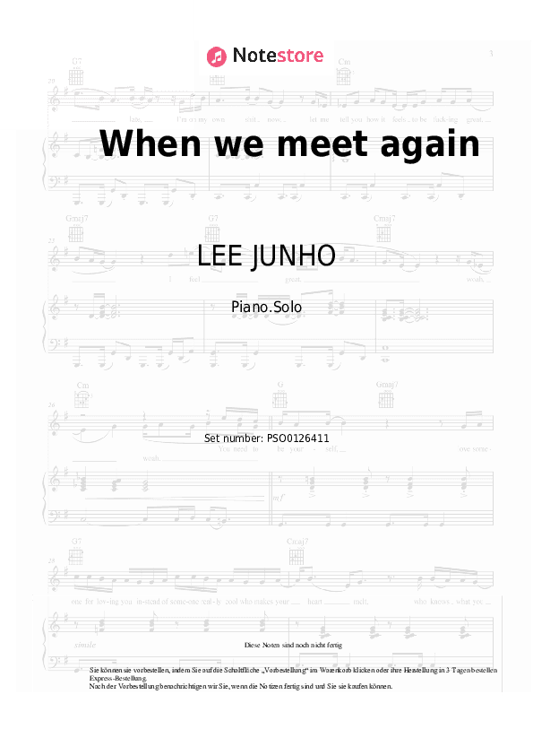 Noten LEE JUNHO - When we meet again - Klavier.Solo