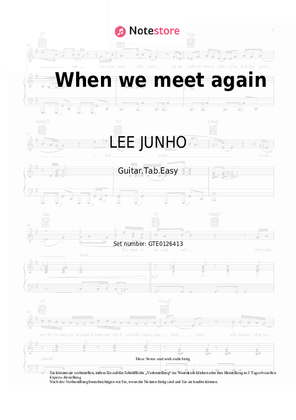 Einfache Tabs LEE JUNHO - When we meet again - Gitarre.Tabs.Easy