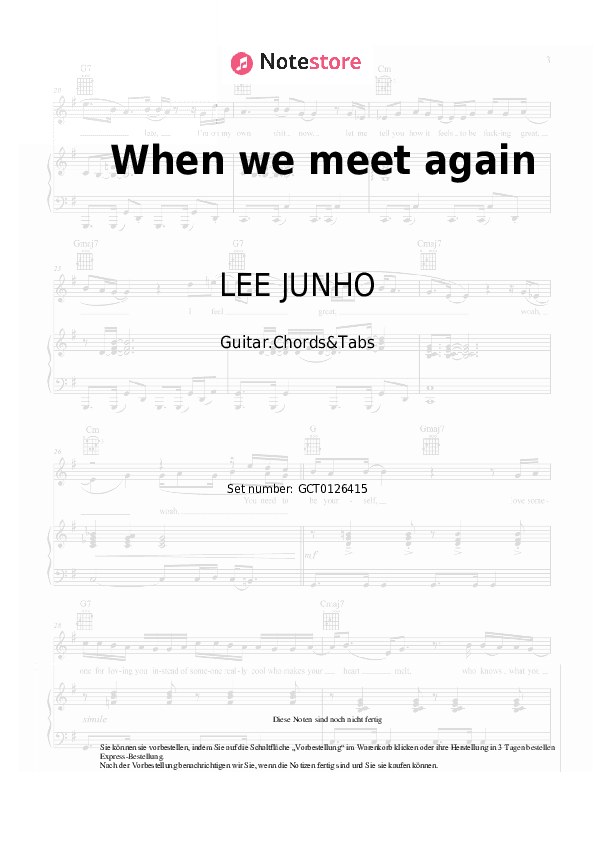 Akkorde LEE JUNHO - When we meet again - Gitarren.Akkorde&Tabas