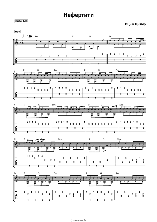 Tabs Itsyk Tsyper - Нефертити - Gitarre.Tabs