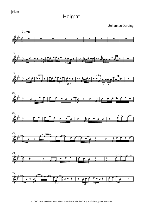 Noten Johannes Oerding - Heimat - Flöte