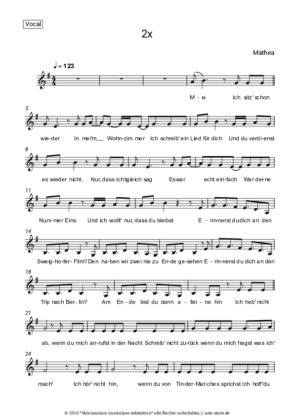 Noten Mathea - 2x - Gesang
