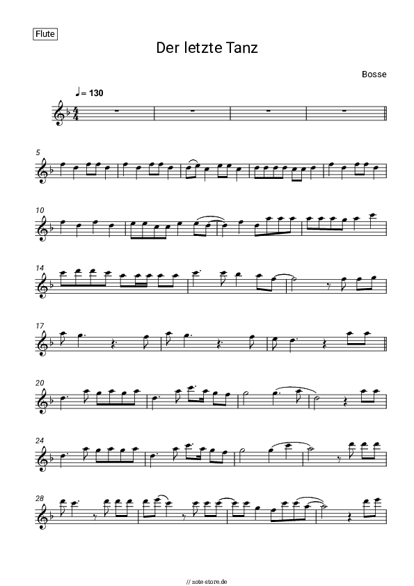 Noten Bosse - Der letzte Tanz - Flöte
