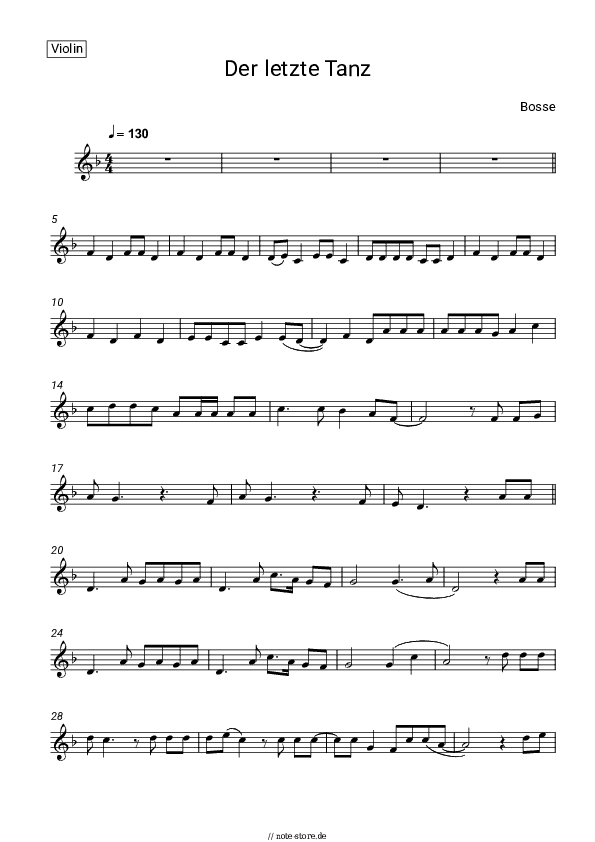 Noten Bosse - Der letzte Tanz - Violine