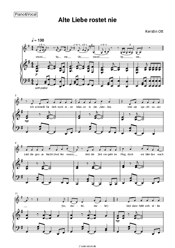 Noten mit Gesang Kerstin Ott - Alte Liebe rostet nie - Klavier&Gesang