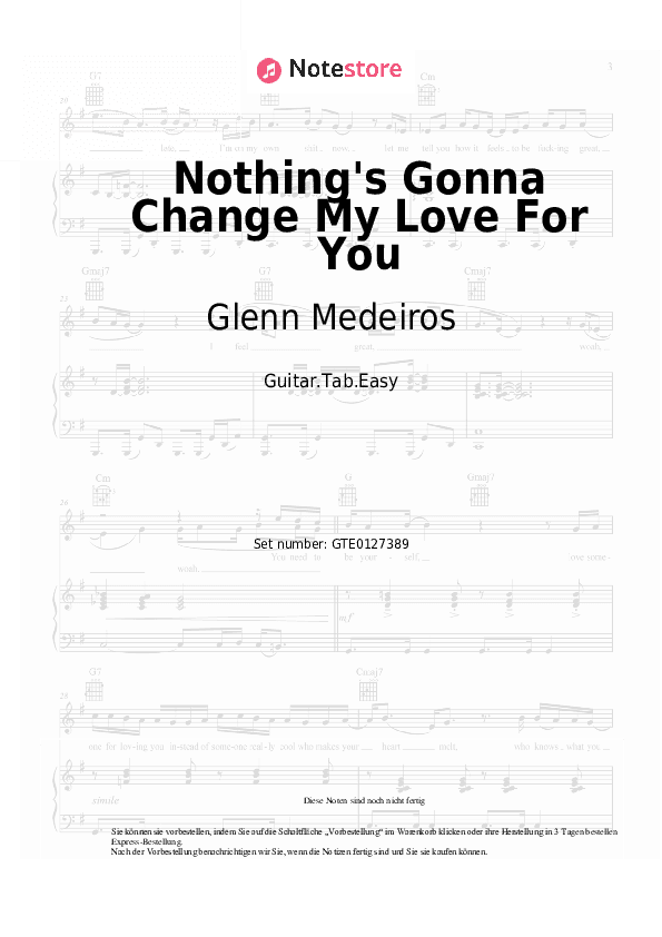 Einfache Tabs Glenn Medeiros - Nothing's Gonna Change My Love For You - Gitarre.Tabs.Easy