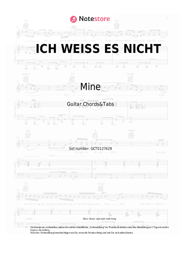 Akkorde Mine - ICH WEISS ES NICHT - Gitarren.Akkorde&Tabas