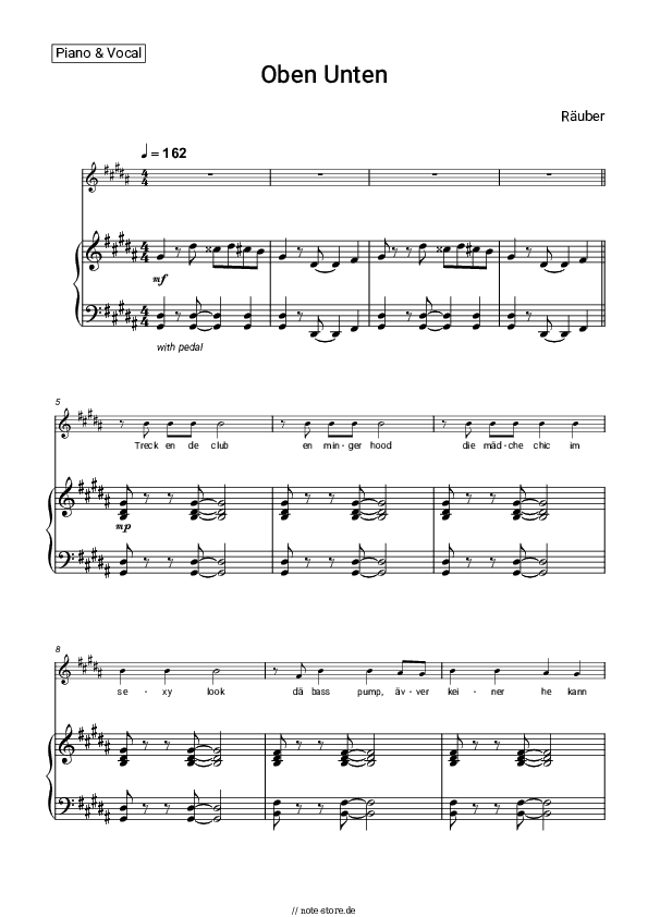 Noten mit Gesang Räuber - Oben Unten - Klavier&Gesang