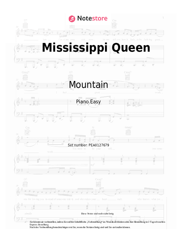 Einfache Noten Mountain - Mississippi Queen - Klavier.Einfach