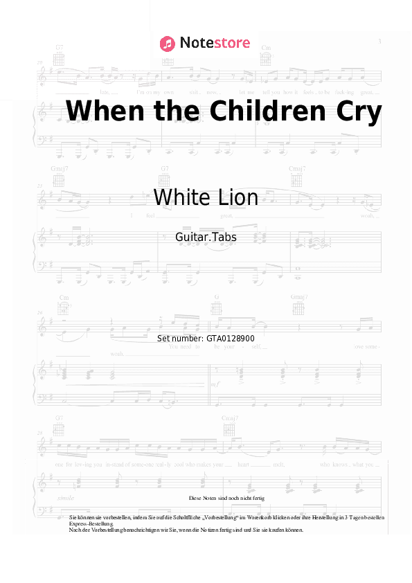 Tabs White Lion - When the Children Cry - Gitarre.Tabs