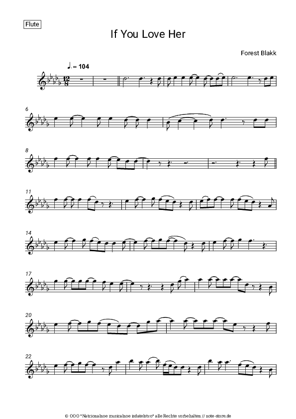 Noten Forest Blakk - If You Love Her - Flöte