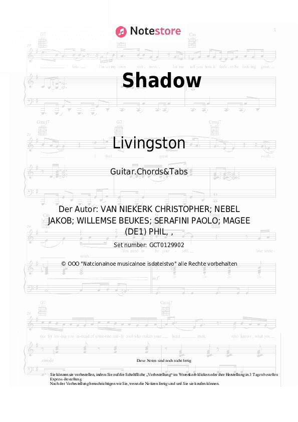 Akkorde Livingston - Shadow - Gitarren.Akkorde&Tabas