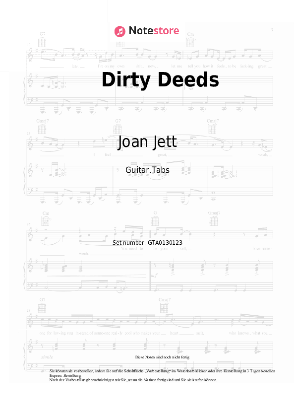 Tabs Joan Jett - Dirty Deeds - Gitarre.Tabs