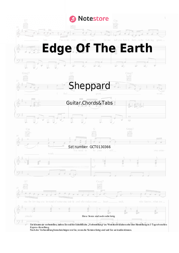 Akkorde Sheppard - Edge Of The Earth - Gitarren.Akkorde&Tabas
