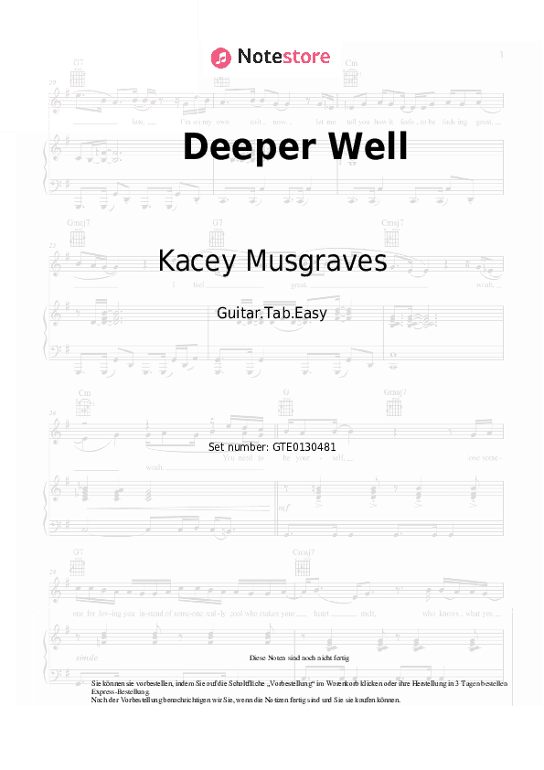 Einfache Tabs Kacey Musgraves - Deeper Well - Gitarre.Tabs.Easy