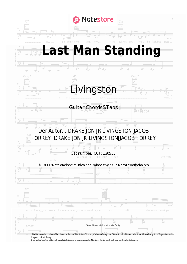 Akkorde Livingston - Last Man Standing - Gitarren.Akkorde&Tabas