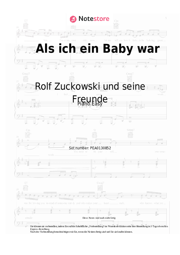 Einfache Noten Rolf Zuckowski und seine Freunde - Als ich ein Baby war - Klavier.Einfach