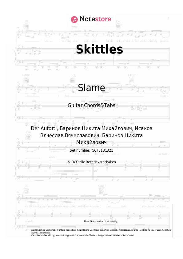 Akkorde Slame - Skittles - Gitarren.Akkorde&Tabas