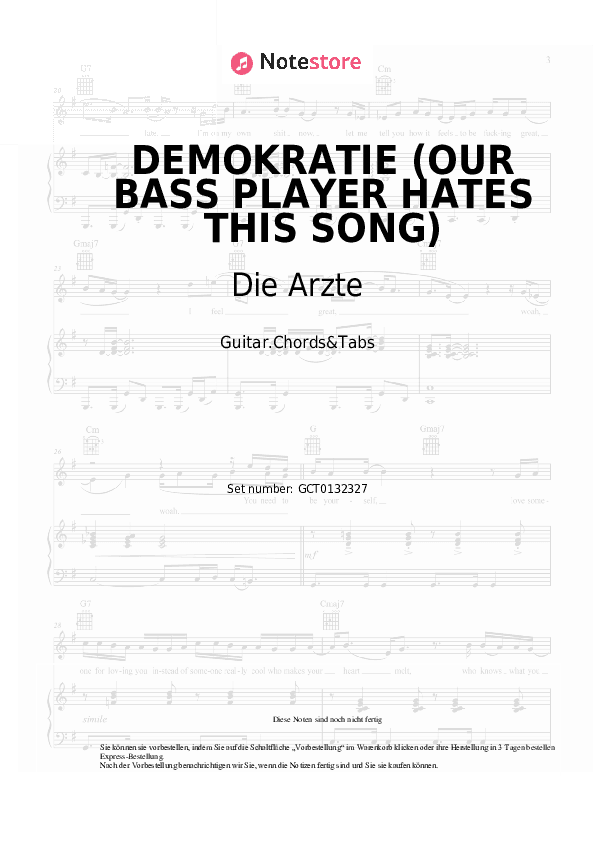 Akkorde Die Arzte - DEMOKRATIE (OUR BASS PLAYER HATES THIS SONG) - Gitarren.Akkorde&Tabas