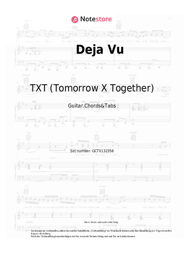 Akkorde TXT (Tomorrow X Together) - Deja Vu - Gitarren.Akkorde&Tabas