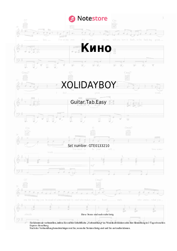Einfache Tabs XOLIDAYBOY - Кино - Gitarre.Tabs.Easy