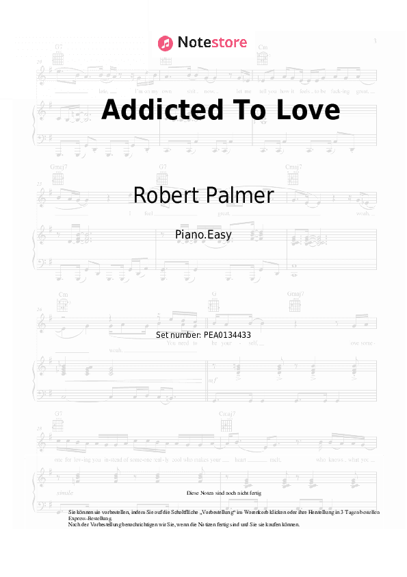 Einfache Noten Robert Palmer - Addicted To Love - Klavier.Einfach