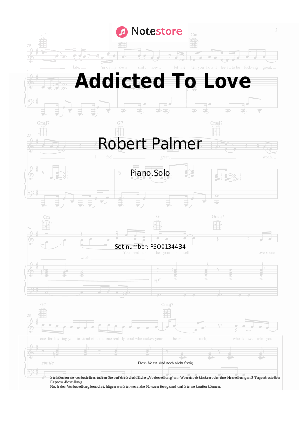 Noten Robert Palmer - Addicted To Love - Klavier.Solo