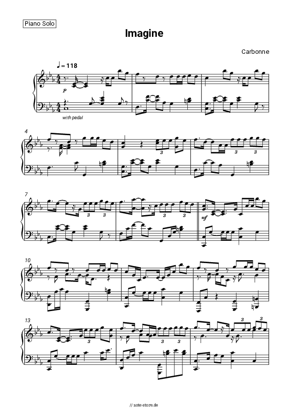 Noten Carbonne - Imagine - Klavier.Solo