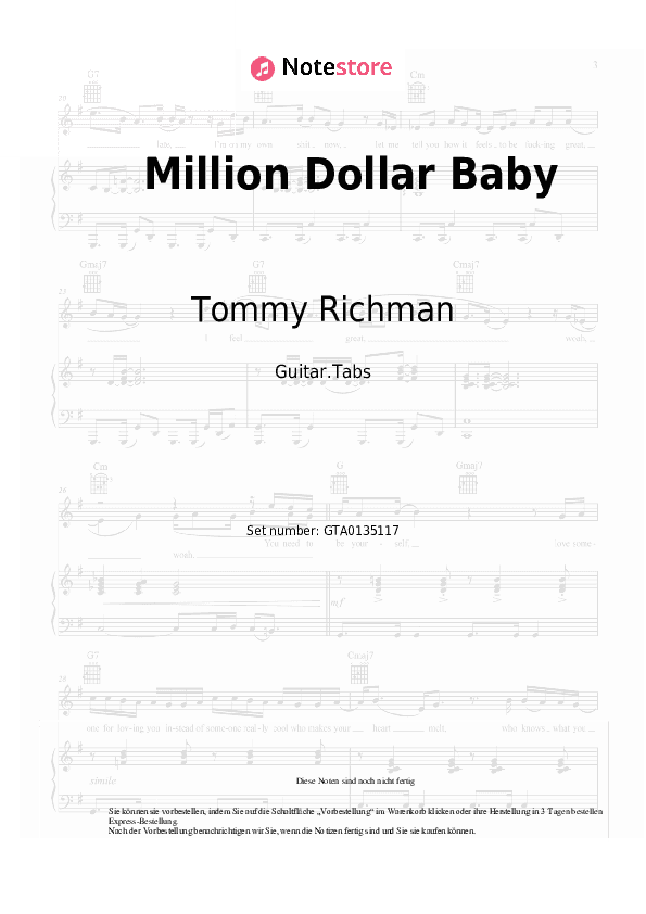 Tabs Tommy Richman - Million Dollar Baby - Gitarre.Tabs